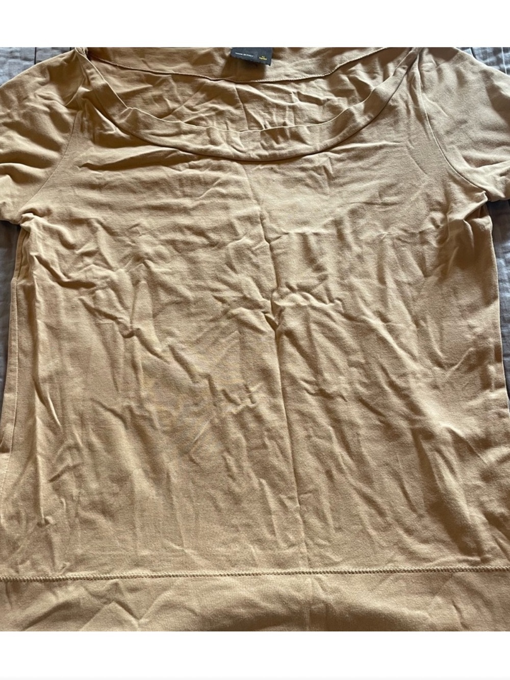 Vintage Fendi Italy Tan Stretch Tee FF Logo Hardware Top EU 40 - Picture 2 of 6